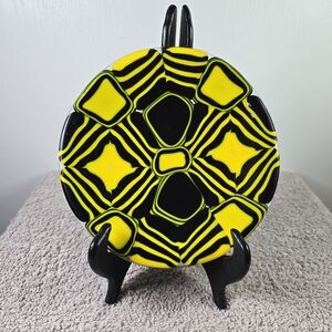 Vibrant Yellow and Black Fused Glass Decorative Plate